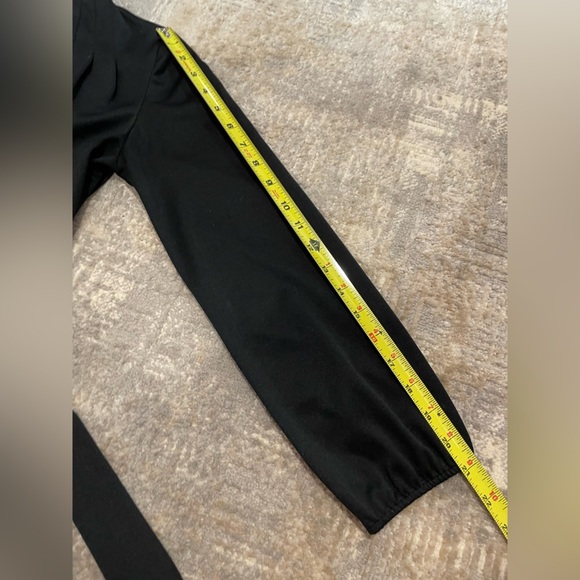 Vintage Sears Black Pleated Skirt Dress With High Pleated V- Neckline Belted - Picture 10 of 11